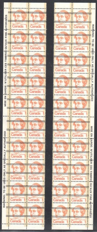 Canada #586, 588. 590, 591, 593 - XF NH All Precancel Left and Right BLock of 20