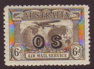 Australia 1931 Sc#CO1, SG#139a 6d Airmail opt OS MINT-VF.