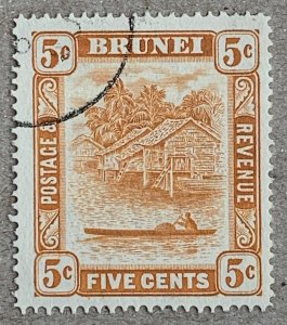 Brunei 1947 5c orange, used.  Scott 65,  CV $1.75.  SG 82