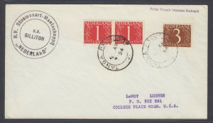 KUT, 1954 Netherlands 1c, 3c with Tanga Paquebot cds on SS BILLITON cover to USA