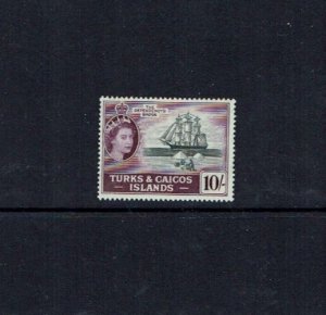 Turks & Caicos Islands: 1957  QE II Definitive 10/- Dependency Badge, MVLH