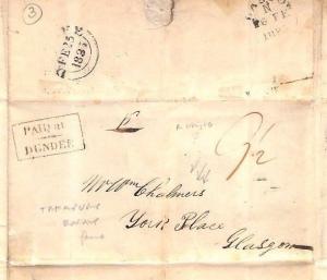 GB HISTORIC LETTER Dundee  *WILLIAM CHALMERS* Treasury Essay Fame 1835 MS3046  