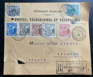1922 Cayenne French Guiana Postal Bureau Front Cover To Triest Italy Sc#51