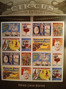 US # 4905, Vintage Circus posters, Sheet of 16 (2014)