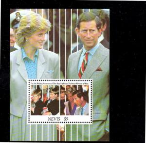 NEVIS #675  1991 10TH ROYAL WEDDING ANNIV. MINT  VF NH  O.G  S/S