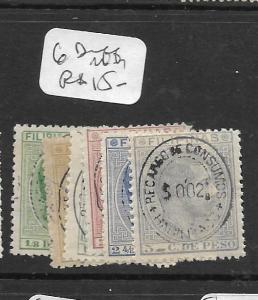 PHILIPPINES SPANISH DOMINION (P2004B)   TELEGRAPH STAMPS   6   DIFF MOG