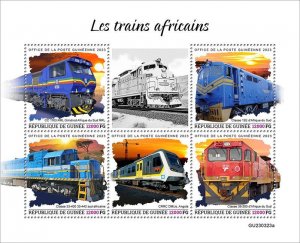 GUINEA - 2023 - African Trains - Perf 5v Sheet - Mint Never Hinged