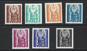 TOGO - 1959 POSTAGE DUES - KONKOMBA HELMET - SCOTT J49 TO J55 - MNH