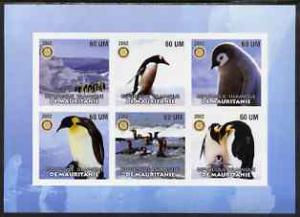 Mauritania 2002 Penguins #1 imperf sheetlet containing 6 ...