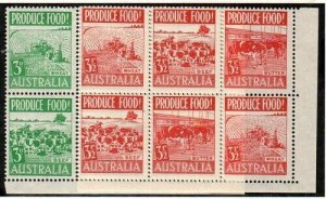 Australia 252a-5a Mint NH corner blocks (2 pairs of 3 stamps) - CV $27.50