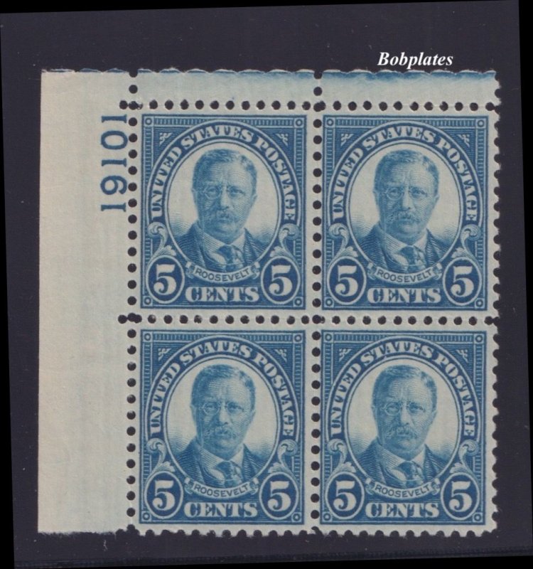 BOBPLATES US #637 T Roosevelt Upper Left Plate Block 19101 F-VF MNH SCV= $17.5