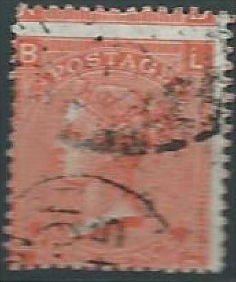 GB 1855 QUEEN VICTORIA USED 4D. VERMILION PLATE 7 SG 93 MI 24 IV 32 SC 43