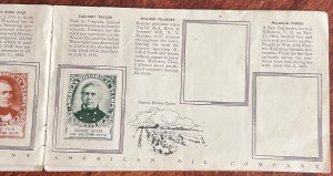 AMOCO 1936 “Stamp Album US Presidents” thru FDR Few missing NOT REAL STAMPS AB