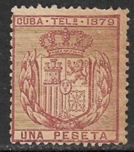 CUBA 1879 1p Brown Lake ARMS Telegraph Stamp His. T52 MHR