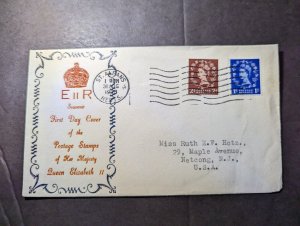 1953 England QE2 Coronation Cover St Albans Herts to Netcong NJ USA