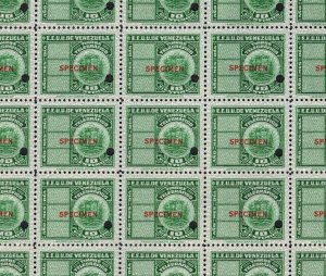 VENEZUELA TELEGRAPH Stamps 10c ABNCo. *SPECIMEN* BLOCK {25} Mint UMM MNH MF160