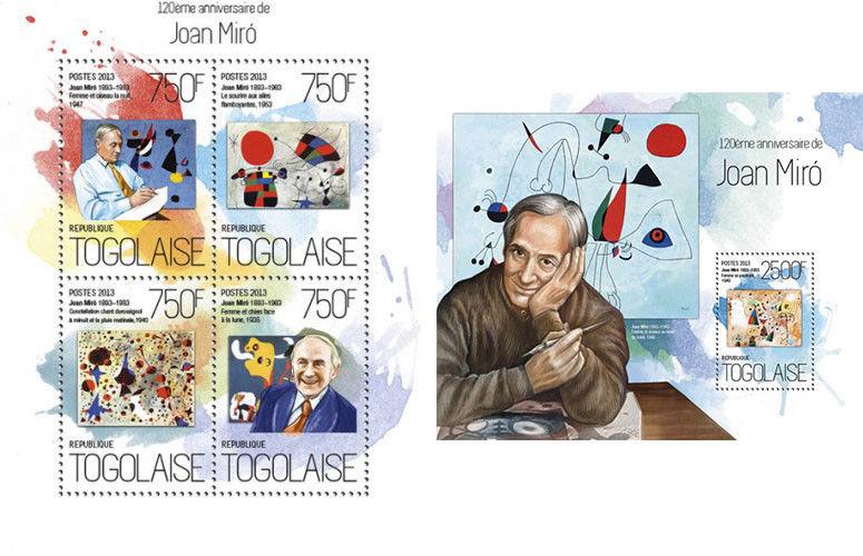 Joan Miro Surrealism Art Cubism Paintings Spain Togo MNH stamp set