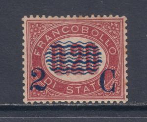 Italy Sc 39 MNH. 1877 2c surcharge on 20c lake Official