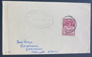 1951 Cape Town South Africa Paqueboat Cover To Barmouth England Via Tristan Da C