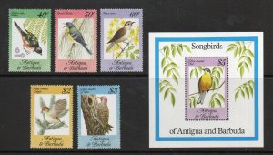 Antigua & Barbuda - SG# 869 - 873 + MS 874  MNH / BIRDS    -     Lot 0724006