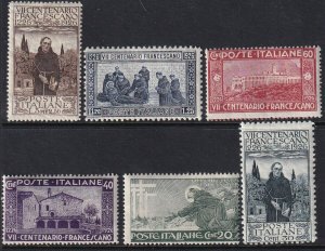 Sc# 178 / 183 Italy 1926 Death of St. Francis of Assisi full set MNH CV $40.00