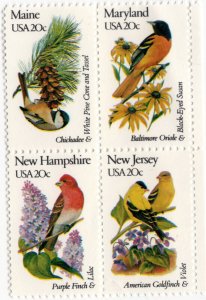 Scott #2002a State Birds & Flowers Block of 4 Stamps - MNH #1