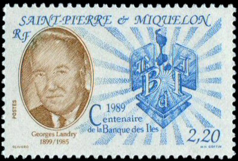 St Pierre & Miquelon 1989 #520 MNH. Emblem, bank