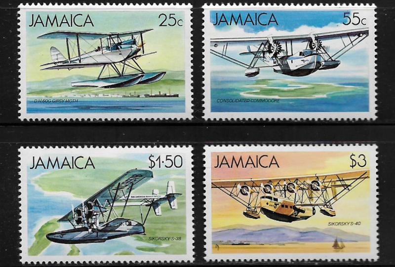 JAMAICA, 573-576, MINT HINGED HINGE REMNANT, SEA PLANES