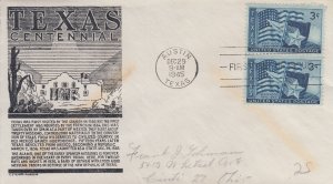 1945 Texas Statehood (Scott 938) Black Anderson PA FDC