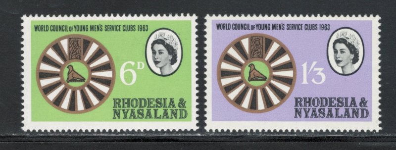 Rhodesia 1963 World Council Young Men's Service Clubs Scott # 189 - 190 MNH