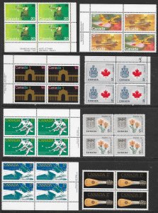 CANADA (230) Blocks and Imprint Blocks of 4 ALL Mint Never Hinged FV=C$73++