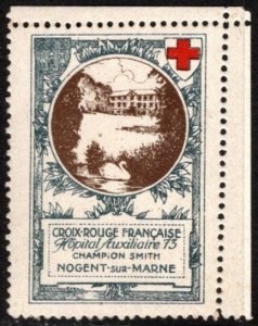 1914 France WW I Propaganda Poster Stamp French Red Cross Auxiliary Hospital 73