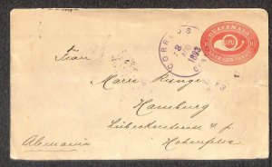 GUATEMALA H&G #5 STATIONERY ENTIRE COBAN TO HAMBURG GERMANY 1893