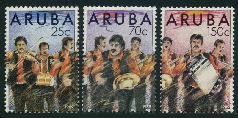 Aruba 46-48,MNH.Michel 67-69.New Year 1990.Music-Dande band.Violin,tambor,guitar