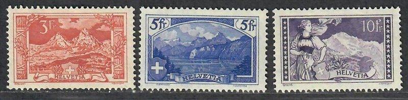 $Switzerland Sc#182, 183+184 M/H/VF, part set, ex. 181, 185, Cv. $332.50