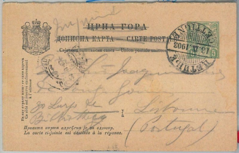 66034 - MONTENEGRO - Postal History - STATIONERY CARD to PORTUGAL 1903-