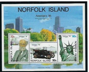 Norfolk Is 384a MNH 1986 Ameripex S/S (fe4050)