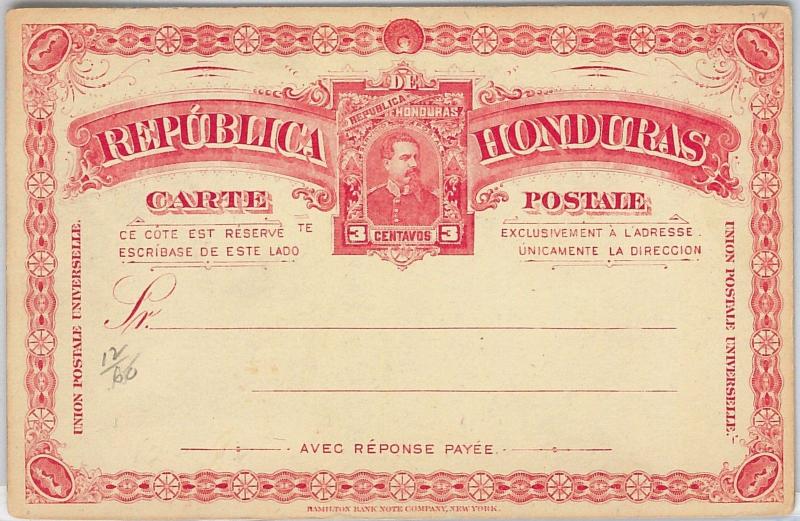 40345   HONDURAS - - POSTAL STATIONERY CARD: Higgings & Gage # 12 - DOUBLE CARD 