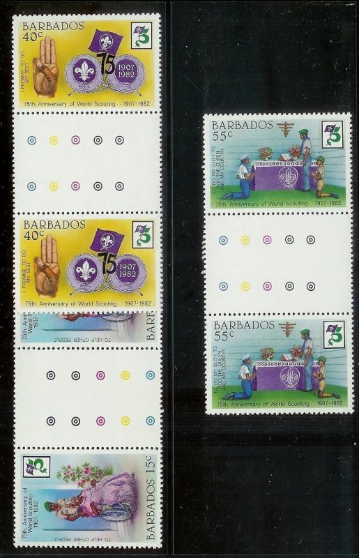 BARBADOS Large stamp accumulation Most MNH plate blocks gutter pairs Much value!