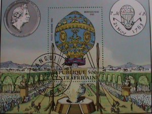CENTRAL AFRICA STAMPS: 1983- THE FIRST HHOT BALLON OF JOSEPH MONTGOFIER S/S
