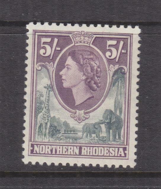 NORTHERN RHODESIA, 1953 QE 5s. Grey & Dull Purple, lhm.