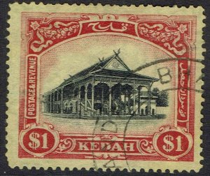 KEDAH 1921 HOUSE $1 WMK MULTI SCRIPT CA CROWN TO RIGHT USED