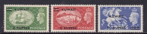 Kuwait Scott 99-101, 1952 KGVI 2R-10R, VF MNH. Scott $130