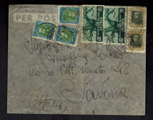 1936 Eritrea Airmail Cover to Army Post to Savona Italy