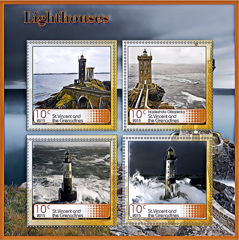 Stamps. Lighthouses 2015  year 1+1 sheets perforated