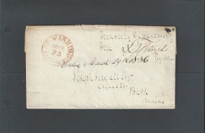 March 23, 1836 W/Orange Cancel/Free Mail Stampless Letter Printed Document To---