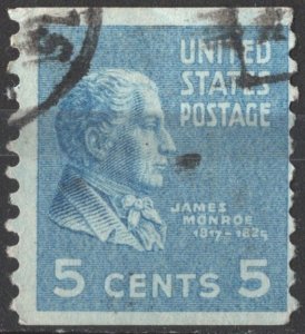 SC#845 5¢ James Monroe Coil Single (1939) Used