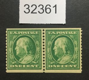 US STAMPS #387 MINT OG NH PAIR LOT #32361