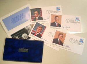1989 Bush Quayle inaugural commemorative 4 covers & info booklet in folio
