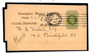 GB KEVII Postal Stationery Wrapper BIRMINGHAM MUSICAL FESTIVAL Scarce 1909 T253